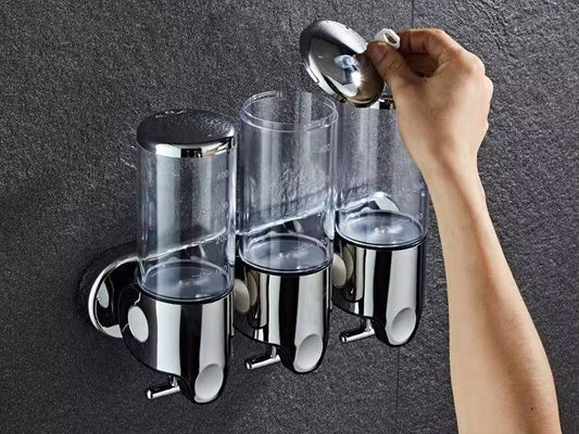 Wall-mounted multi-chamber soap dispense