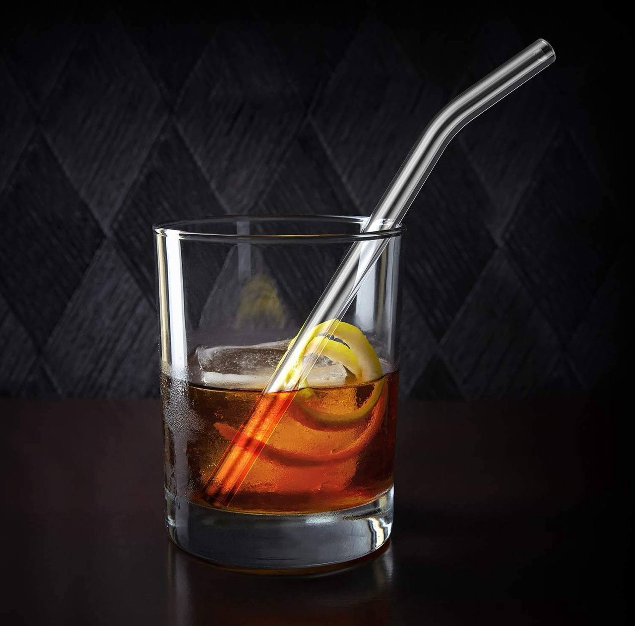 6 pcs Clear High Borosilicate Glass straw set with 1 pc Cleaning Brush..