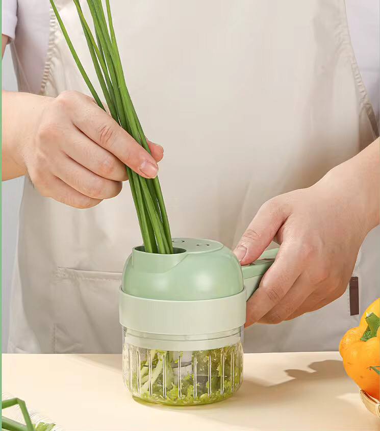 4in1 Handheld Electric vegetable cutter set with brush