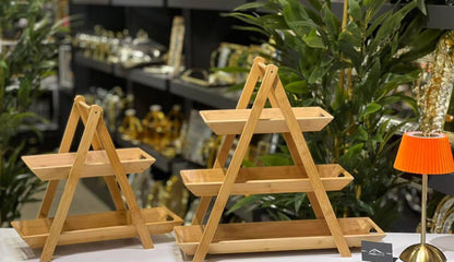 3 tier Bamboo snacks tray.farmhouße style