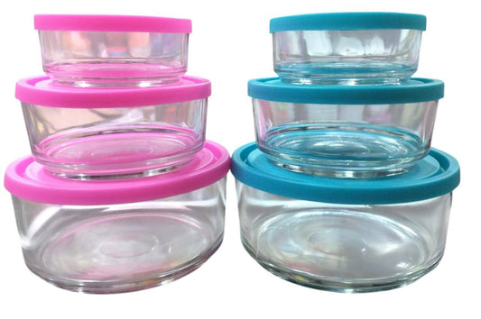 3PCS GLASS BOWL WITH SILICON LID
