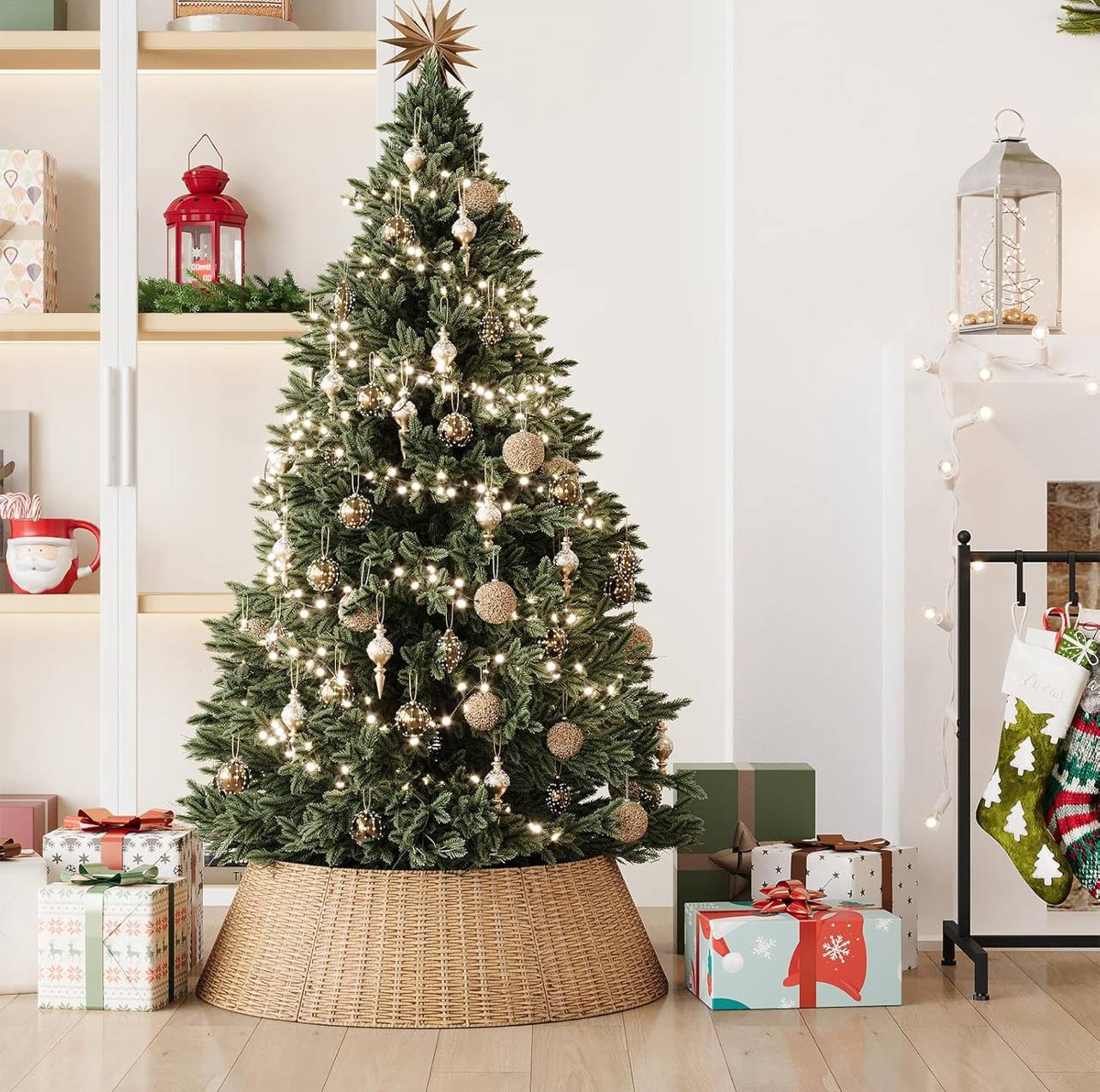 Hand woven Christmas tree skirt