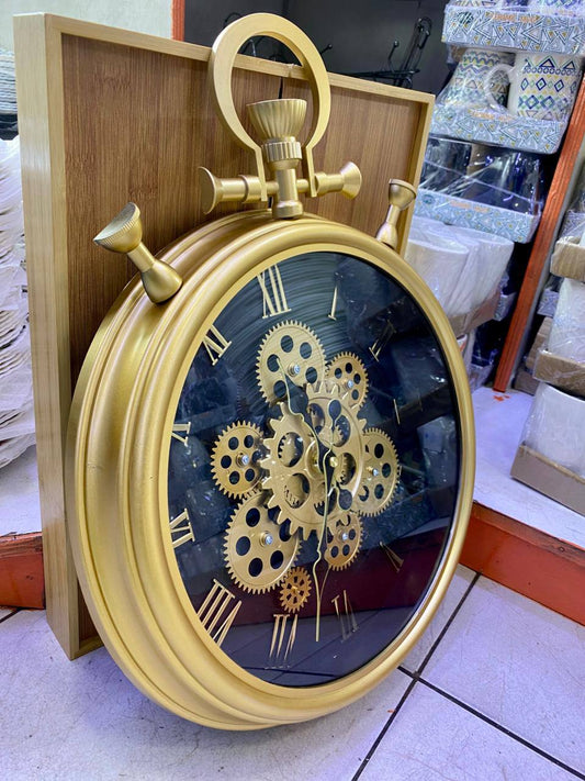 Gear face golden wall clocks