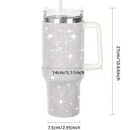 Sparkling stanley unbranded stainless steel 1200ml capacity straw thermocup