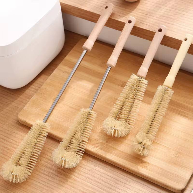 4 pcs Long Wooden handle bottle cleaning brushes