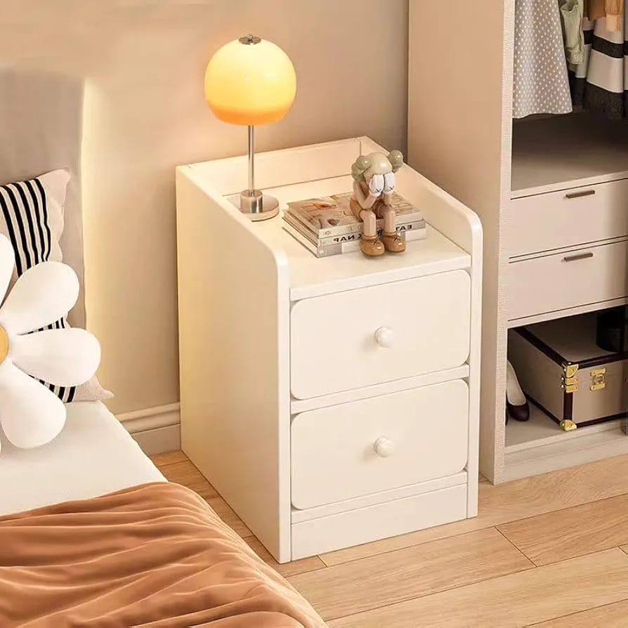 Minimalist wooden bedside table with drawer