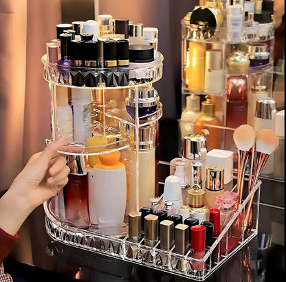 Elevate Your Vanity: Rotating Luxury Cosmetic Organizer
