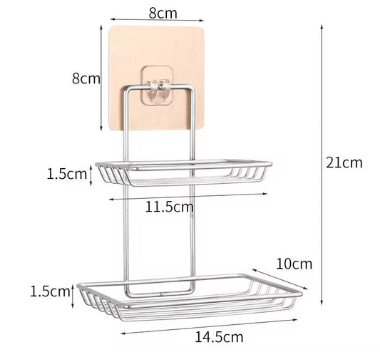 Stainless steel double soap dish