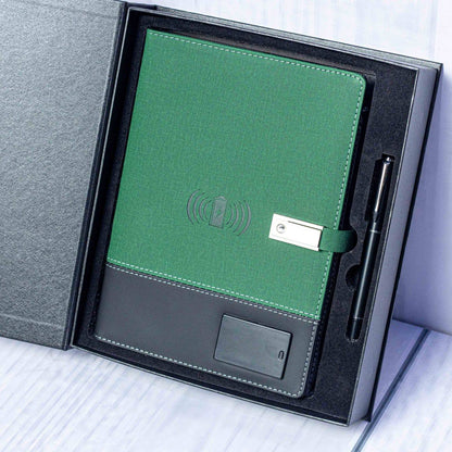 Advanced Smart A5 Notebook Portfolio, With Pendrive, Wireless Charging and Power Bank