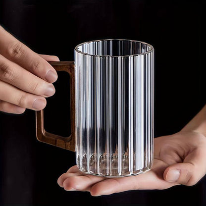350ml Unique Elegant Glass Mugs.
High Borosilicate Tea/Coffee Cup glass with walnut wooden Handle.
Heat resistance.