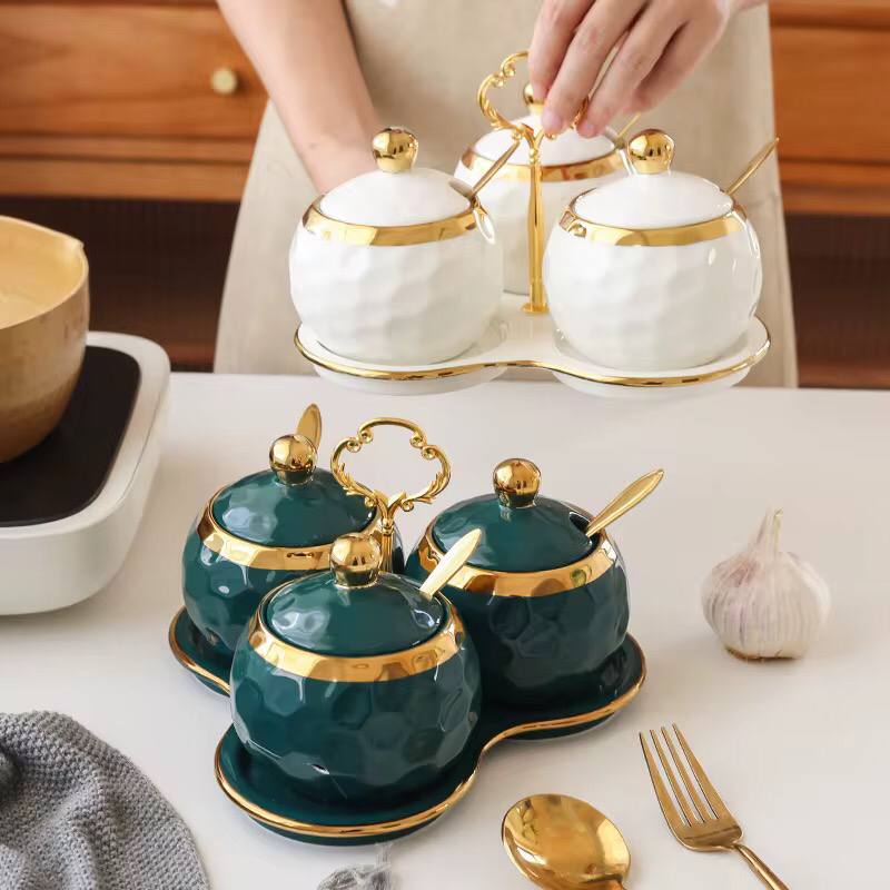 3 in1 sugar canisters with triangle shape stand