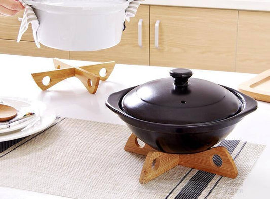 Bamboo wooden cross pot coaster