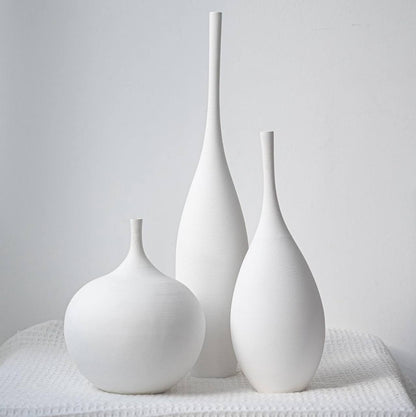 Luxury 3pc white brushed decor vases