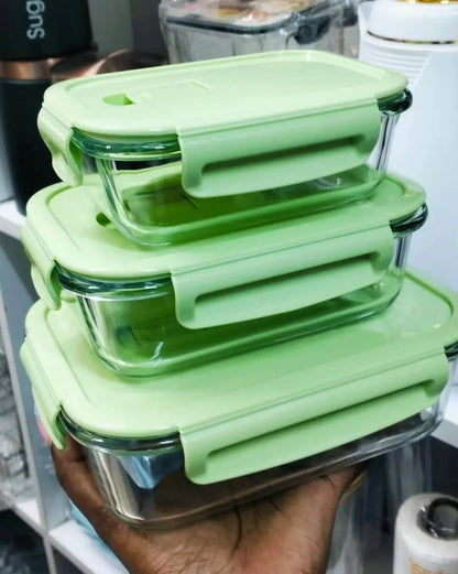 3pc high borosilicate food containers.