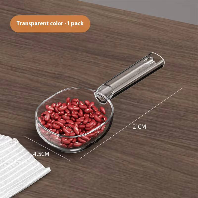 Acrylic  scoop with a long handle and clearly marked measurements