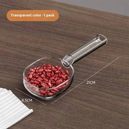 Acrylic  scoop with a long handle and clearly marked measurements