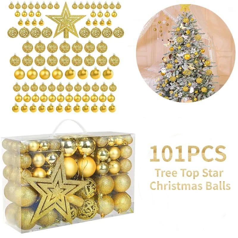 101Pcs Christmas Ball Ornaments for Christmas Tree, Shatterproof Christmas Tree Balls Decorative Baubles Hanging