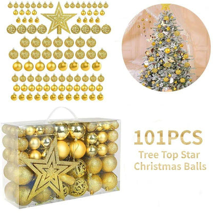 101Pcs Christmas Ball Ornaments for Christmas Tree, Shatterproof Christmas Tree Balls Decorative Baubles Hanging