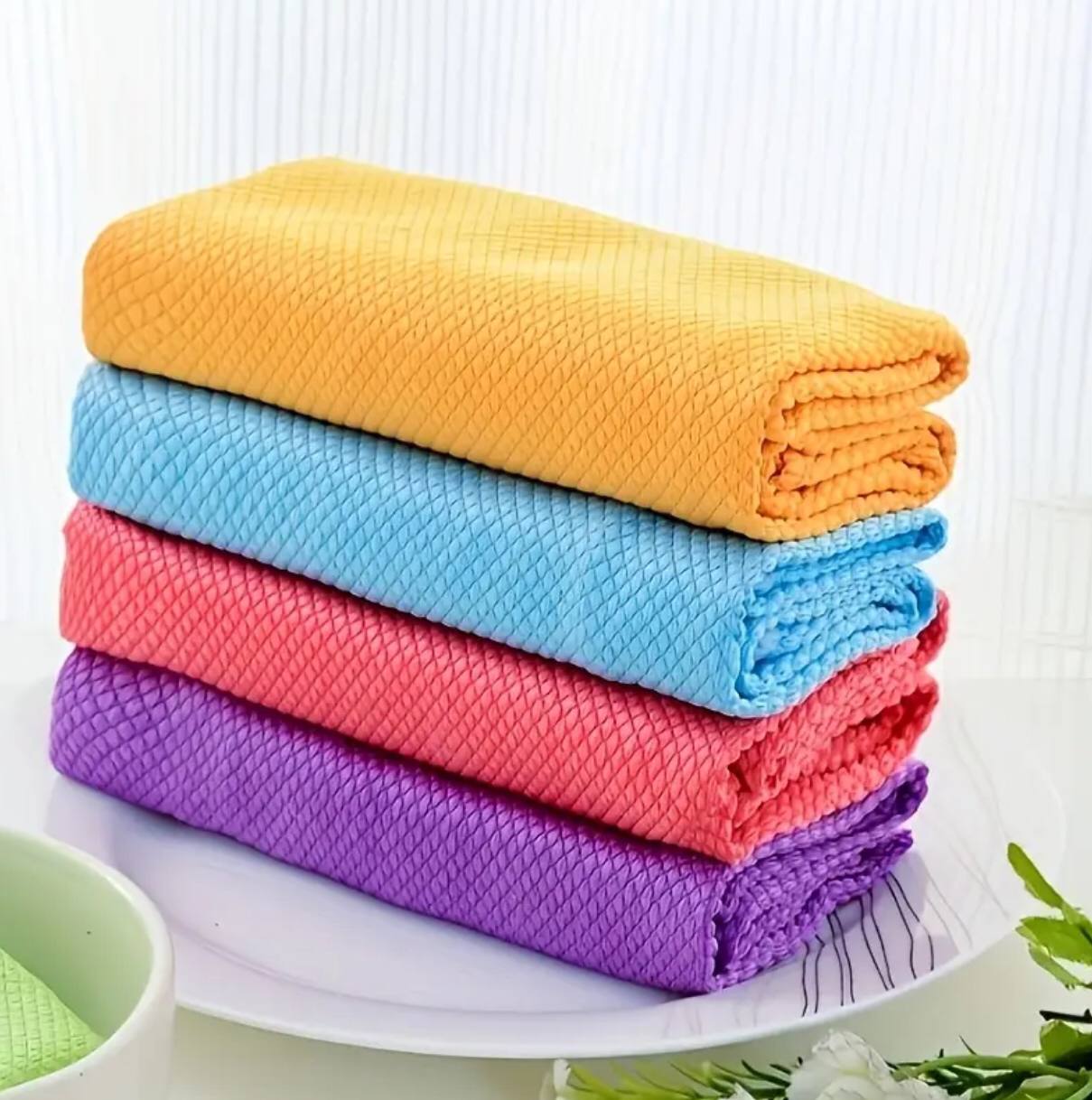 5pcs Fish Scale Microfiber glass Cleaning Cloth