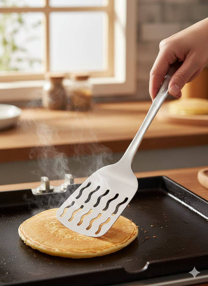 Silver steel serving spoon mayai