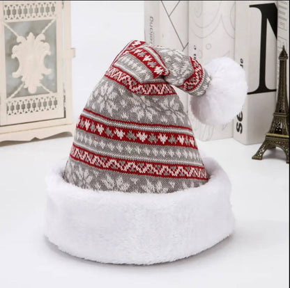 New Deer Knitted Wool Thick Plush Christmas Hat Adult Santa Claus Hat