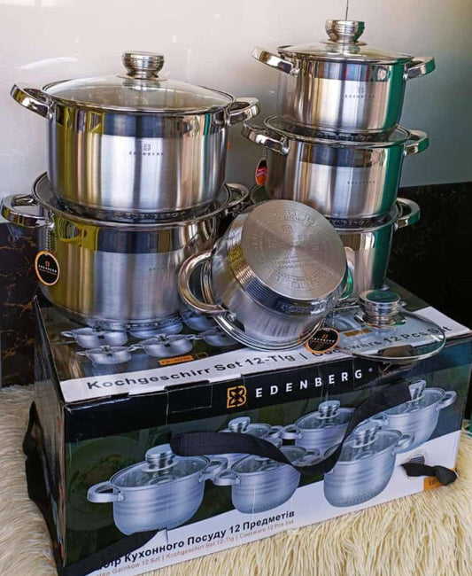 12pcd Edenberg stainless Cookware set