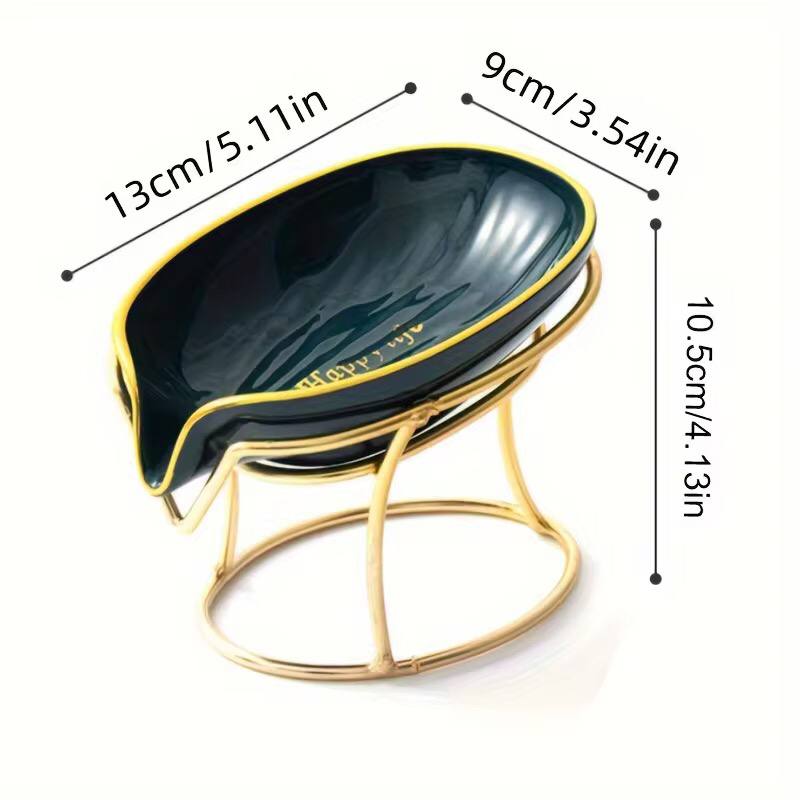 Happy life 45 degree slanted self draining soap dish with a golden stand m