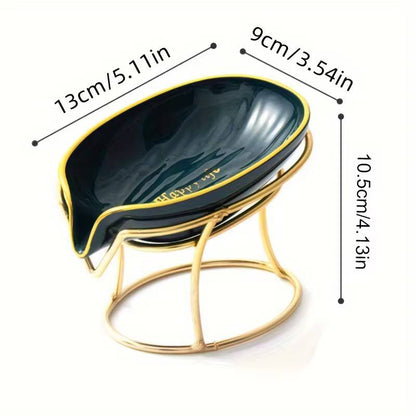 Happy life 45 degree slanted self draining soap dish with a golden stand m