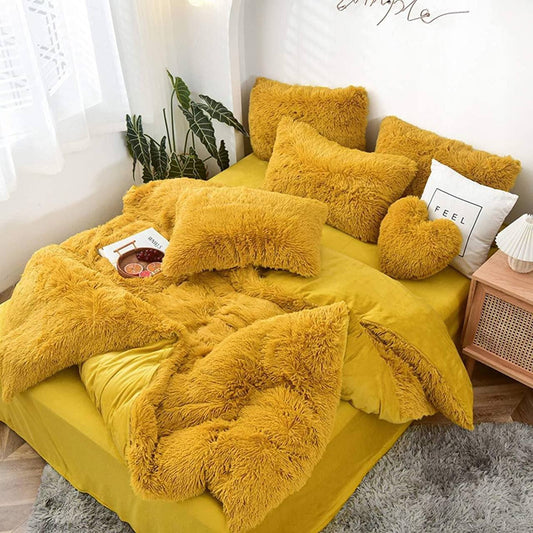 6pc Luxury Designs Velvet plush Fluffy Duvet set