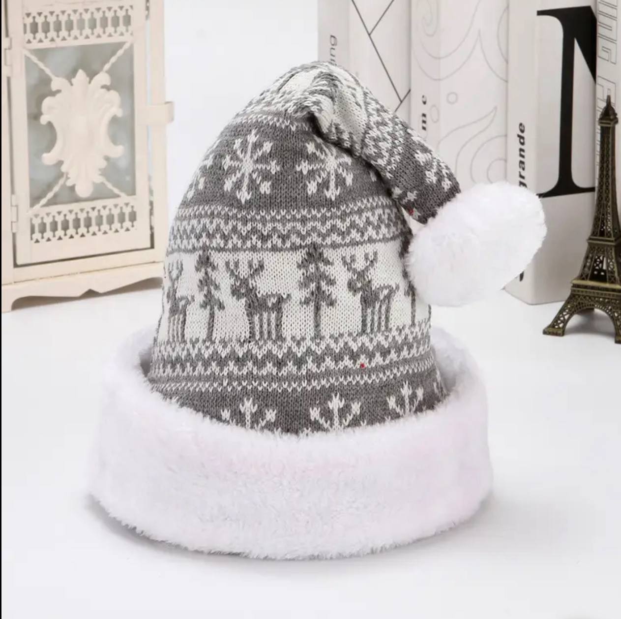 New Deer Knitted Wool Thick Plush Christmas Hat Adult Santa Claus Hat