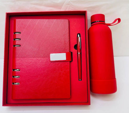 Executive Buckle Note Book Set With Thermal Bottle