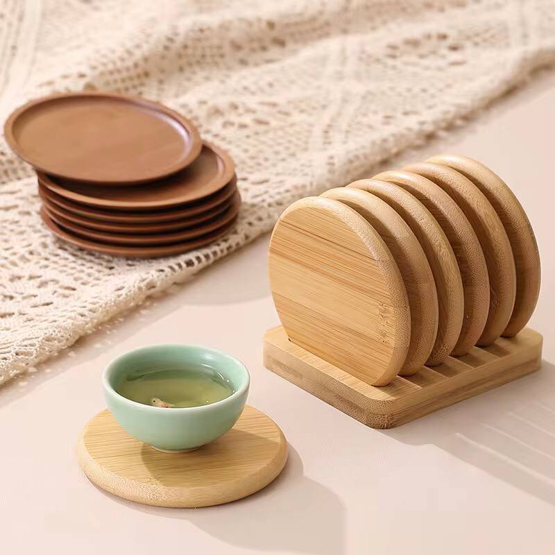 Eco-Friendly Heavy Duty Bamboo Coasters
6pcs bamboo coasters + 1 holder rack Set