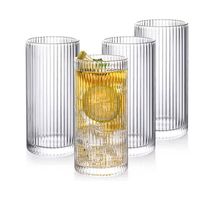 Unique Ribbed Aesthetic Highball Glass 6pc