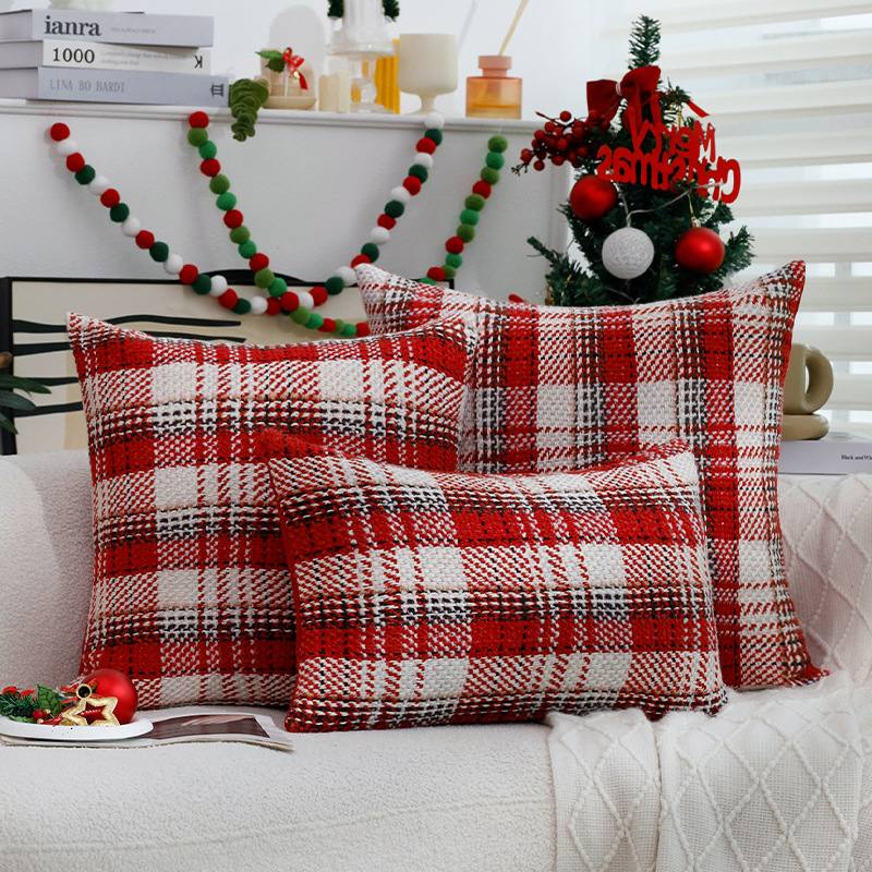 New Christmas Pillowcase Modern Simple Red Festive Cushion Cover Cross-border Living Room Sofa Cushion Cover