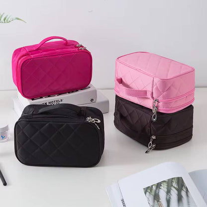 WATERPROOF DOUBLE LAYER COSMETIC STORAGE BAG/ MAKEUP BAG WITH MIRROR