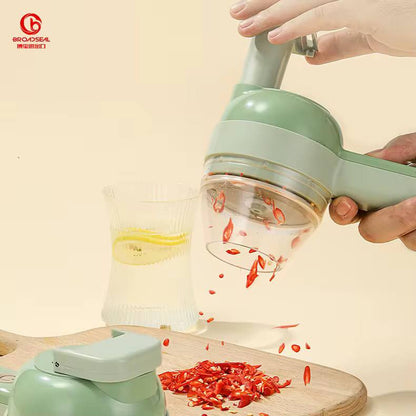 4in1 Handheld Electric vegetable cutter set with brush