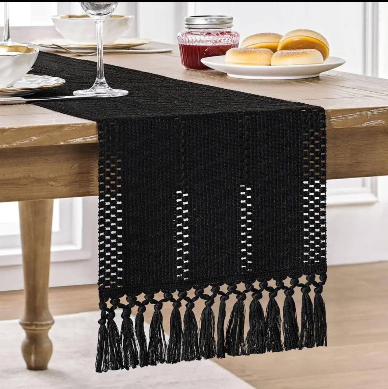 High quality Boho woven  table runner/bed runner with tassels