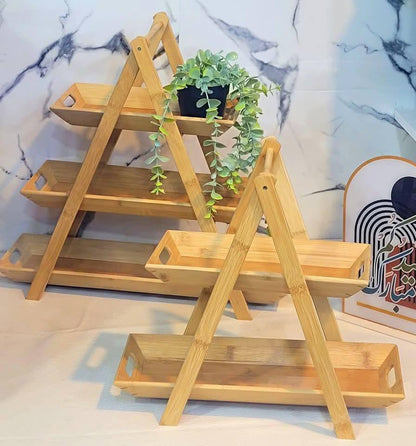 3 tier Bamboo snacks tray.farmhouße style