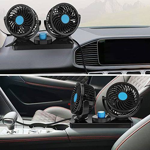Car dash board/ windshield dual head car fan, electric adjustable 12 Volts DC, 2 Speed 12V Electric Car Cooling Fan 360° Rotatable Dual Heads