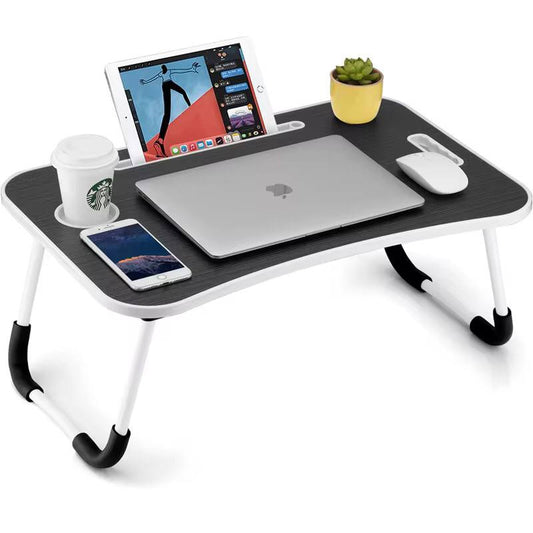 Multi-purpose foldable portable laptop desk study table with tablet slot and drink slot