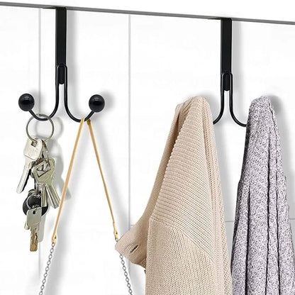 Over The Door Double Hanger Hooks Free Punching For Hanging Hats Bag