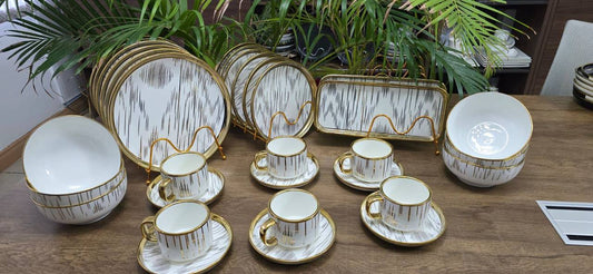 32pc ceramic golden dinner sets