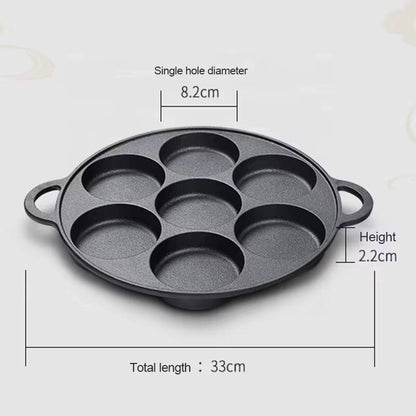 High quality die-cast non-stick induction Heavy gauge 7pc cupcake / 7 slot pancake baking pan