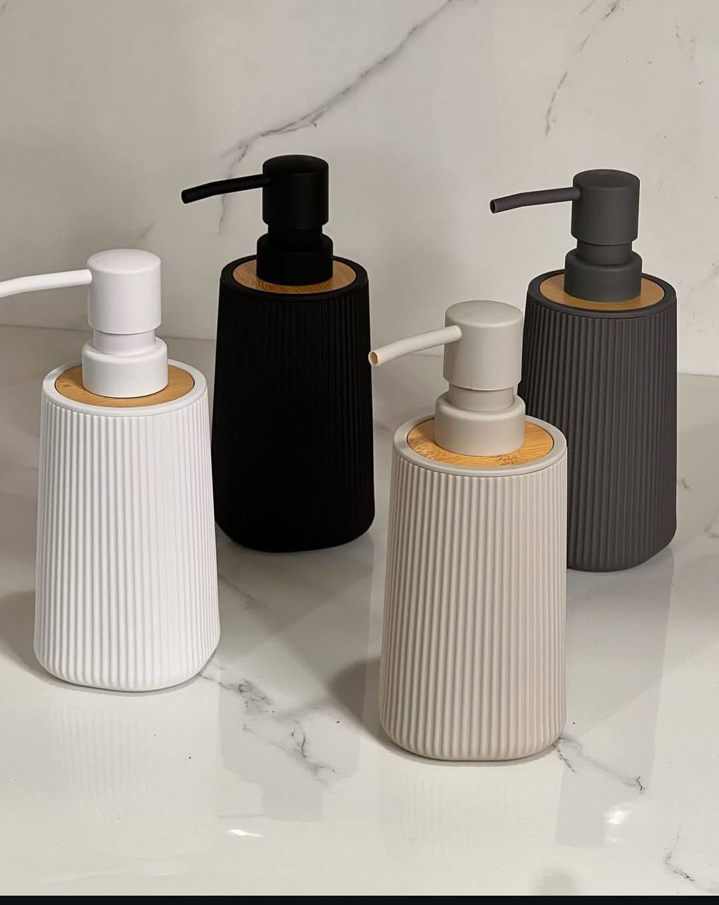 Bamboo luxury Lotion pump bottle for kitchen/ bathroom countertops / shower gel/ decorative soap dispenser
