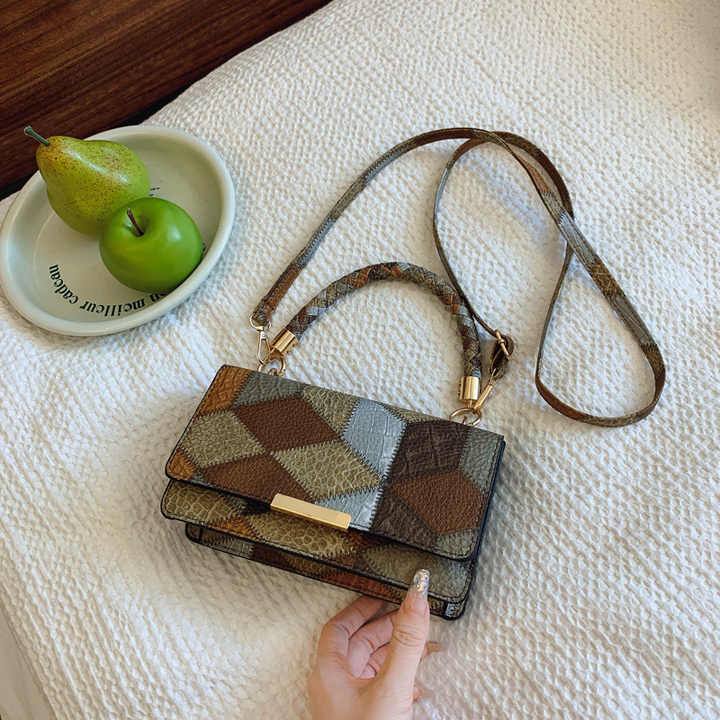 Fashionable multicolored diamond sling bag
