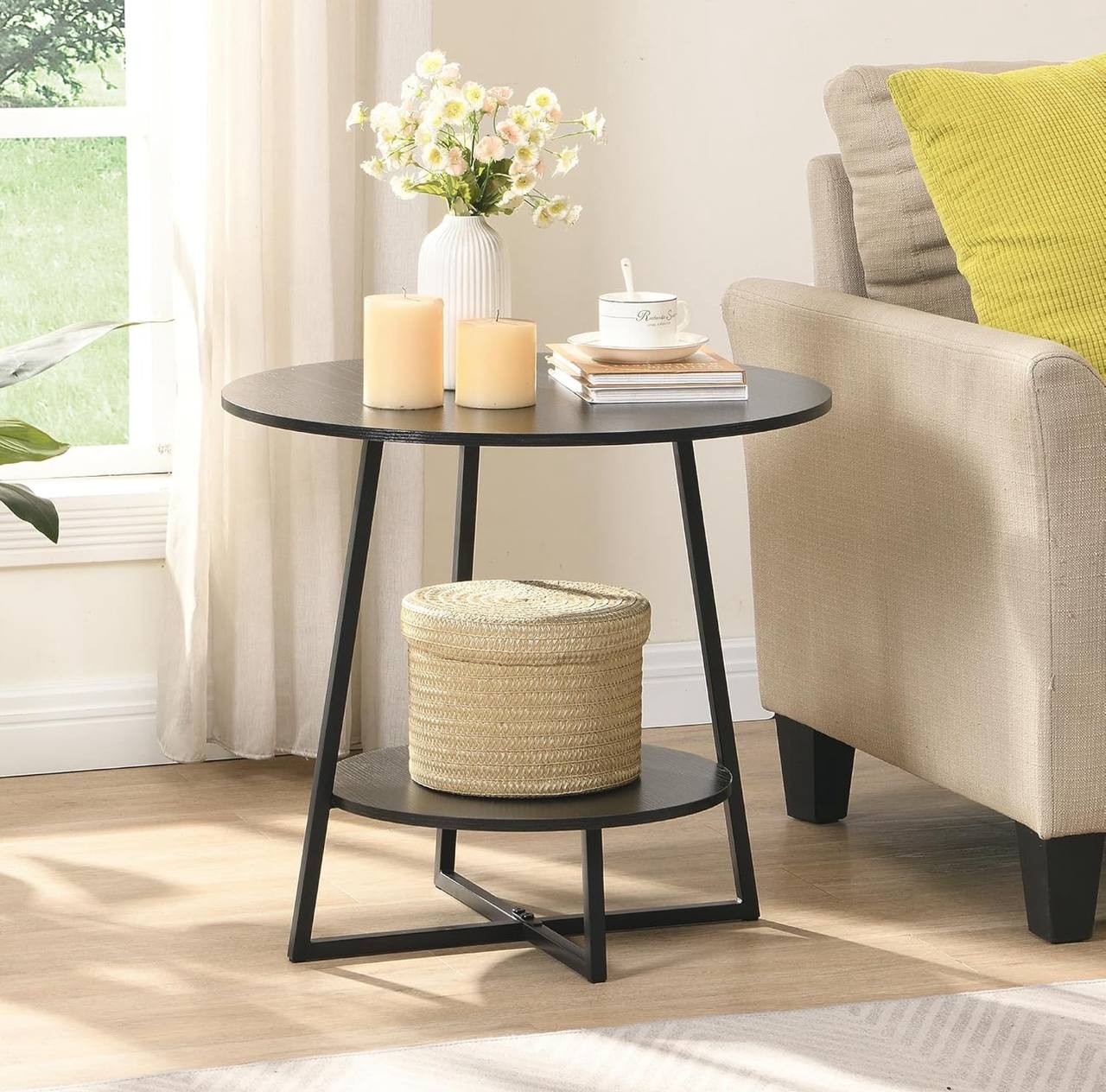 Modern Double Layer Round Side Table