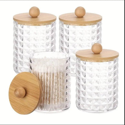 Diamond shape acrylic earbud/Multipurpose organizer with bamboo lid