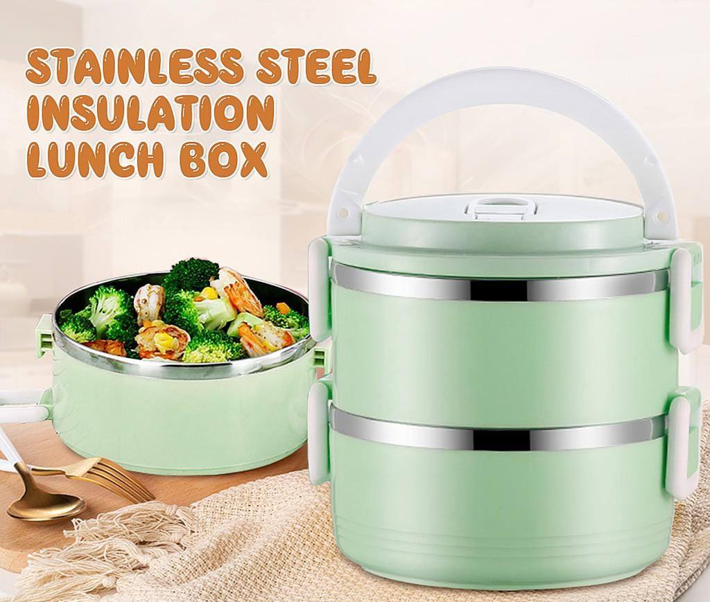 2 Layer Portable Food-Warmer School Students Lunch Box Case Thermal Insulated Container