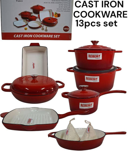 13pcs Enamel Cast iron cooking pots