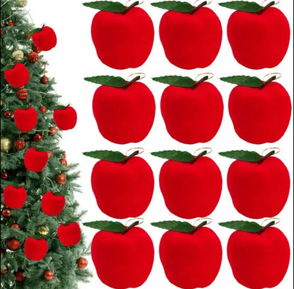 12pc Realistic Eye-catching Simulation Red Apple Ornament Christmas Tree Decoration